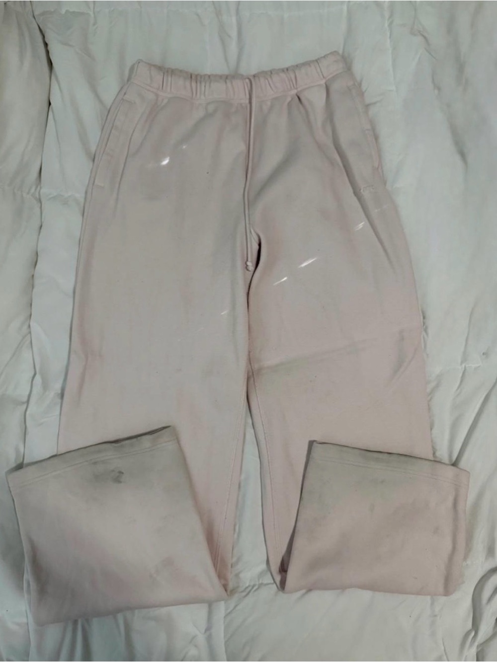 Skims Barely Pink Cotton Fleece Classic Straight Leg Pants - Size XS